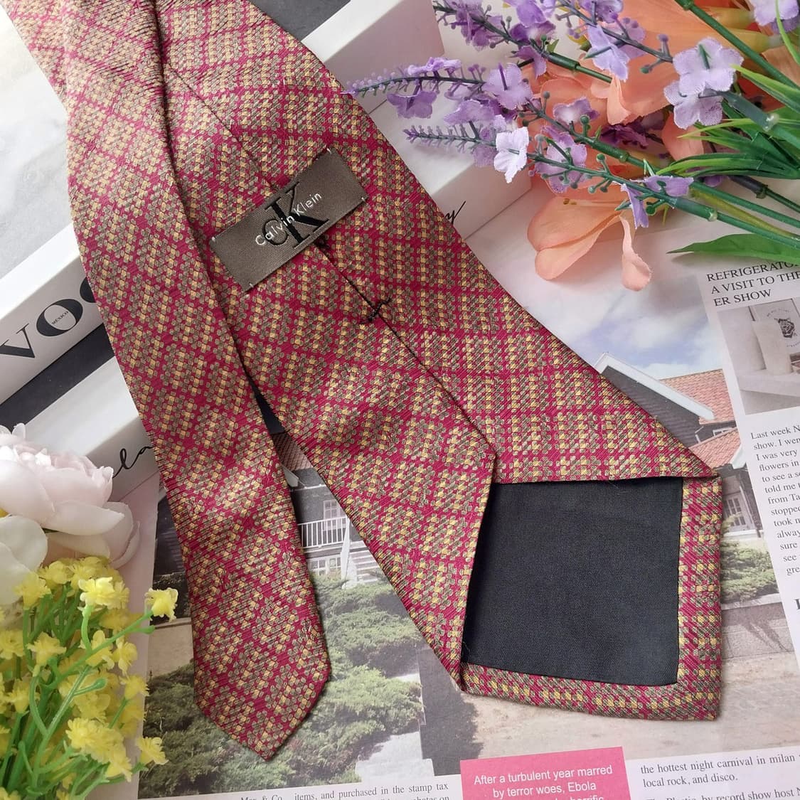 캘빈클라인 실크 브라운 체크 넥타이 9.5cm A+등급 K1278
 상품이미지4