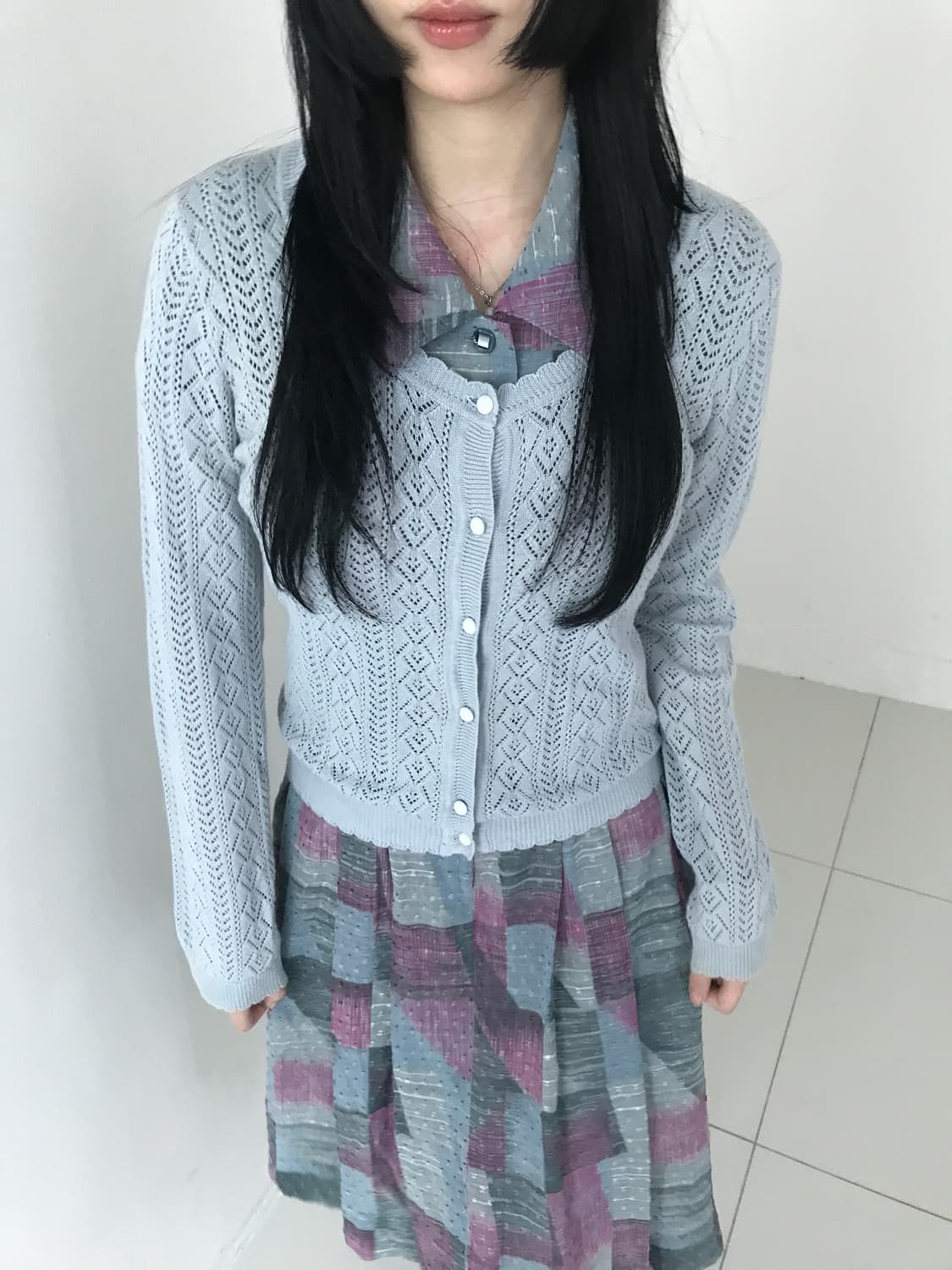 Lace Frill Punching Button Cardigan(Skyb 상품이미지5