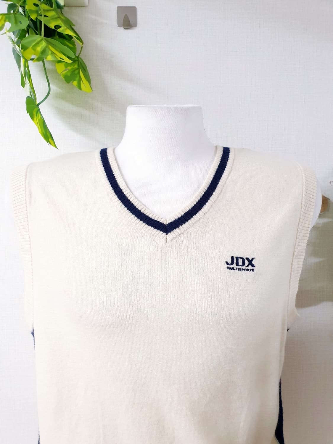 JDX 캐시미어 니트베스트 95 남성골프 브이넥 아이보리 상품이미지2