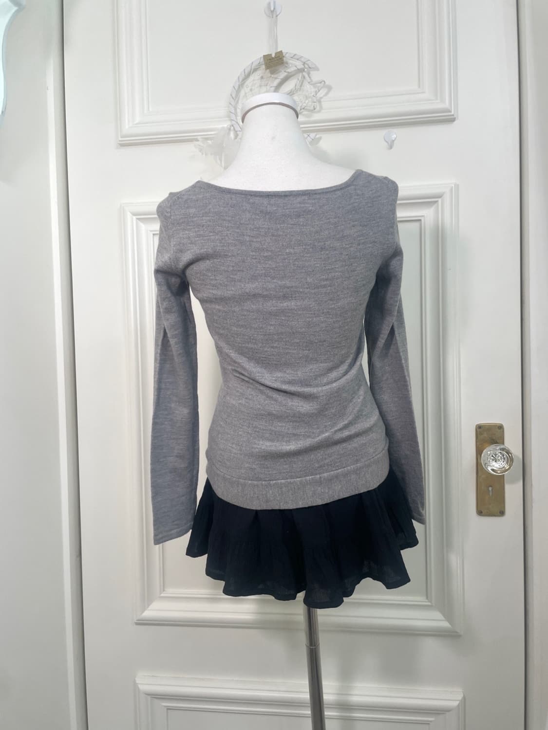 black cotton tiered mini banding skirt 상품이미지10