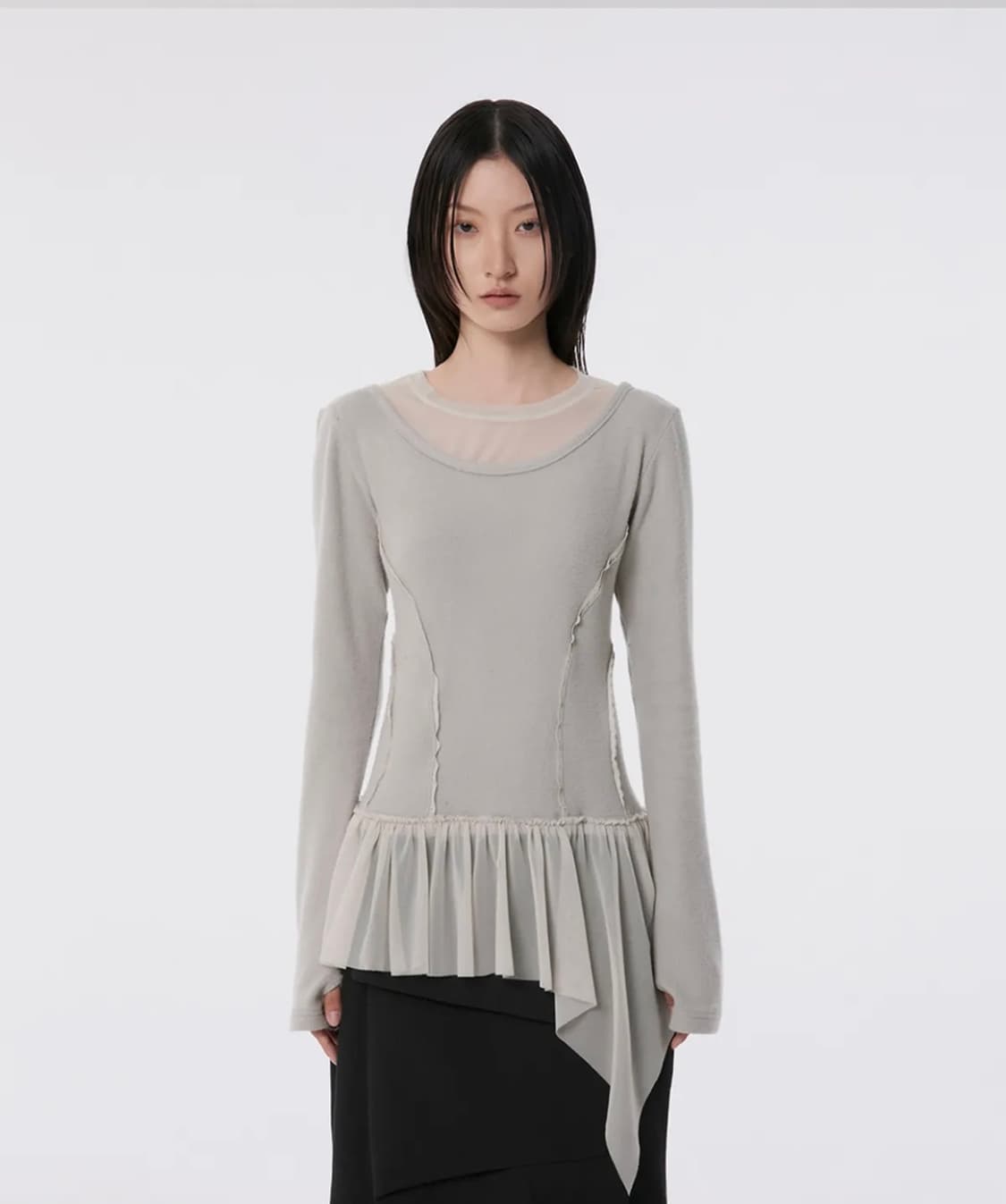 플레어업 프릴 롱슬리브 그레이 상품이미지1
