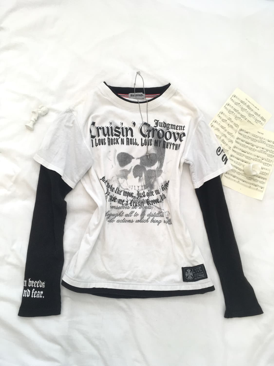 jpn vintage punk skull layered long slee 상품이미지4
