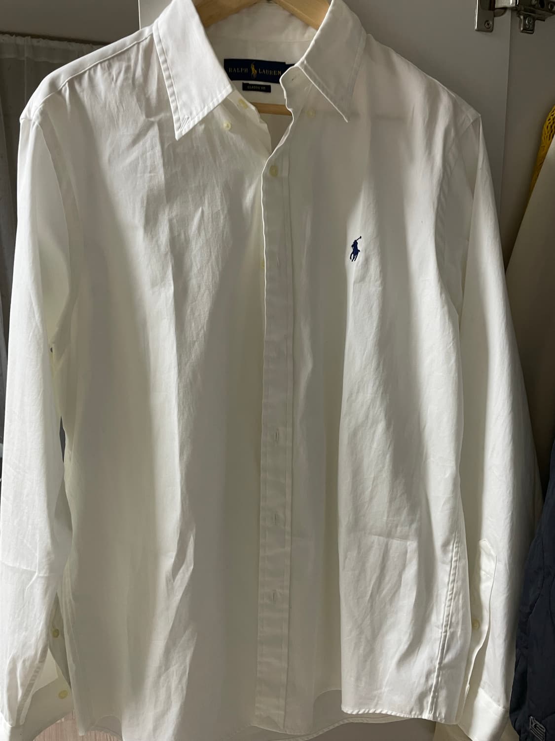 폴로 랄프로렌 클래식핏 스트레치 포플린 화이트 셔츠L(QR정품) 상품이미지3