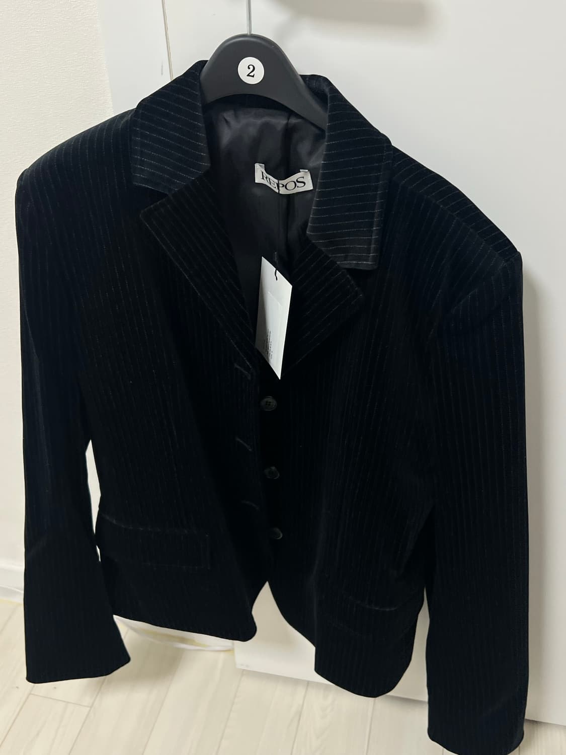 REPOS VELVET SLIM JACKET_BLACK M 상품이미지3