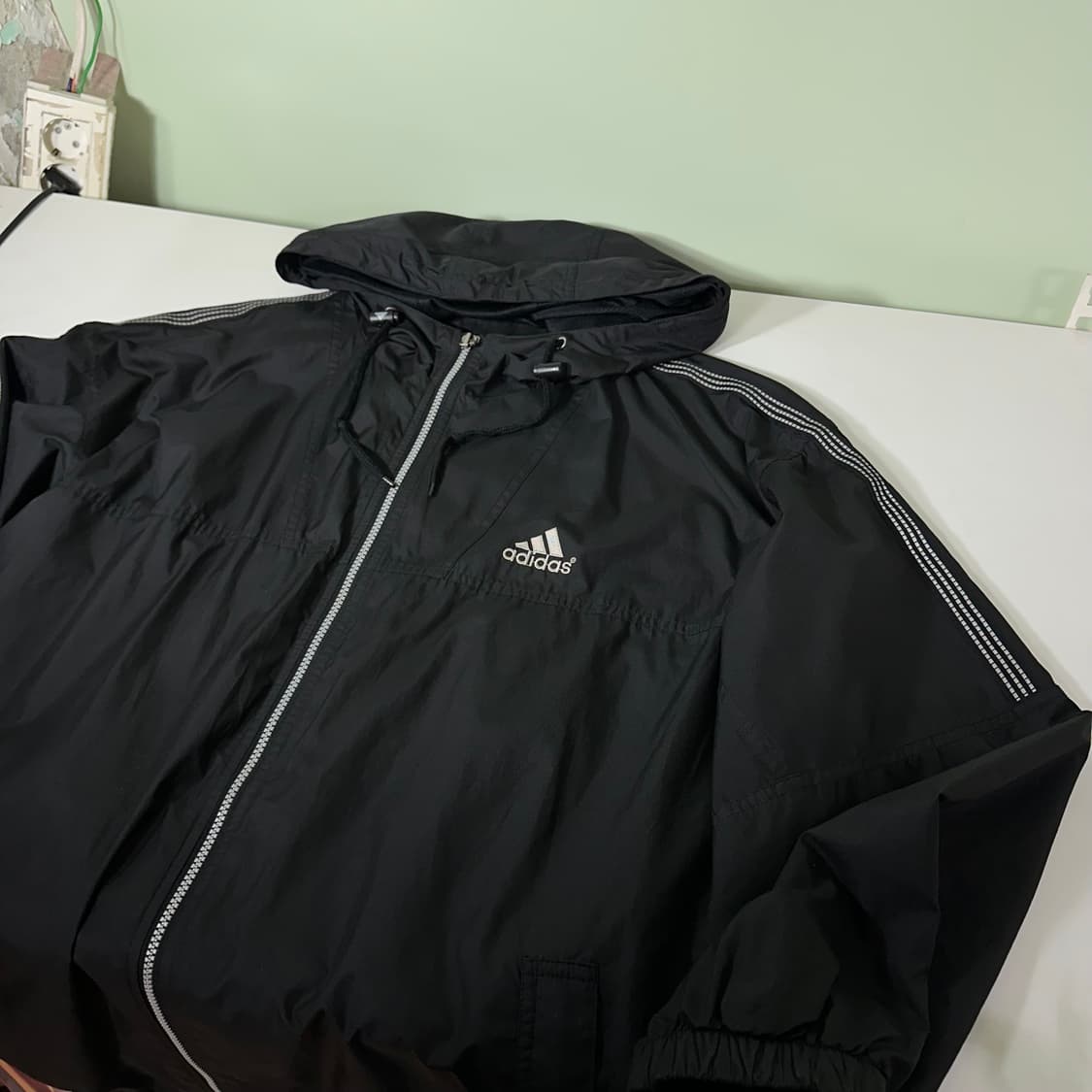 XL 아디다스 오버핏 실버스티치 블랙 후디 바막자켓 상품이미지3