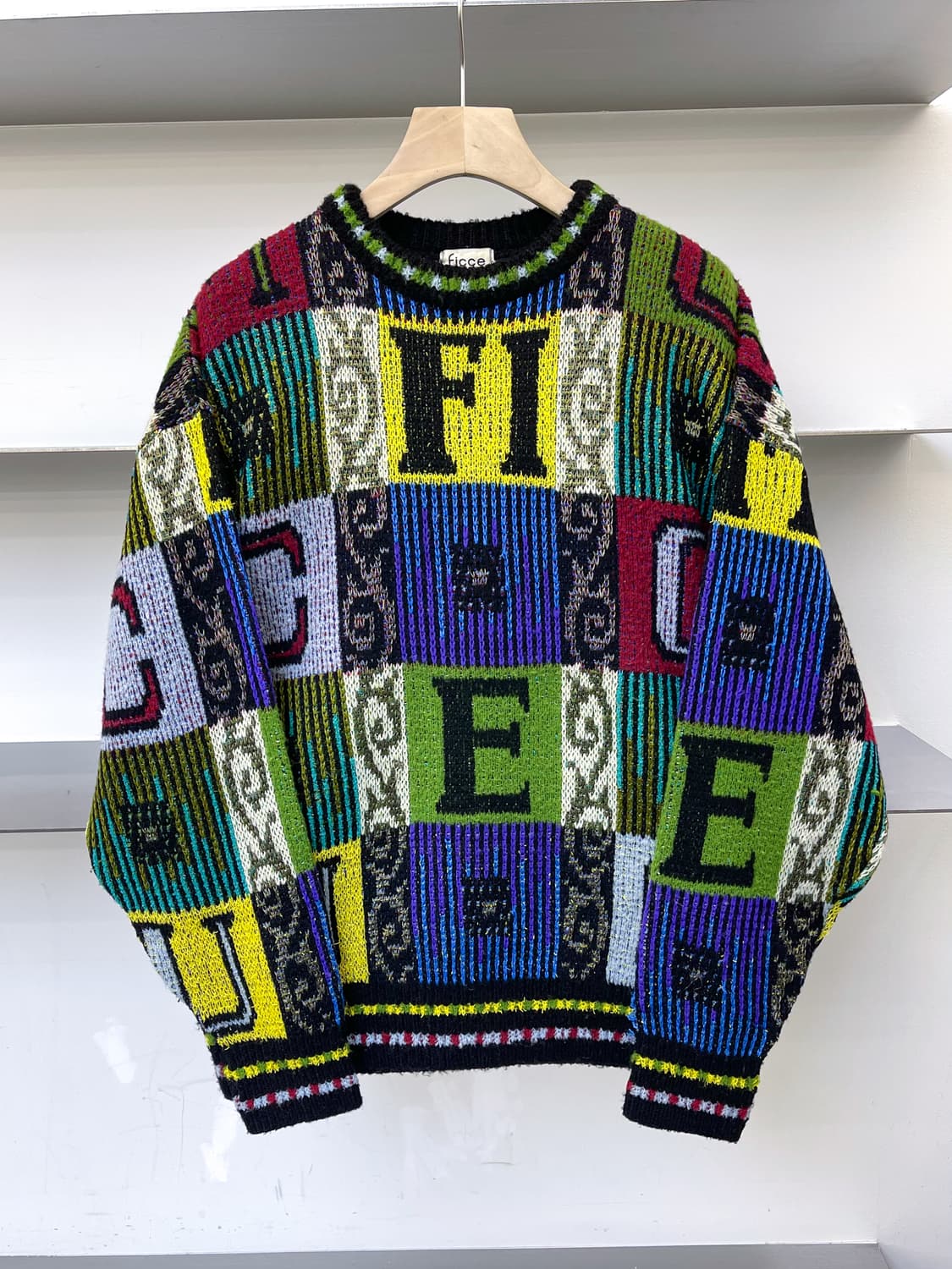 피체 바이 요시유키 코니시 90s 알파벳체커보드니트 상품이미지1