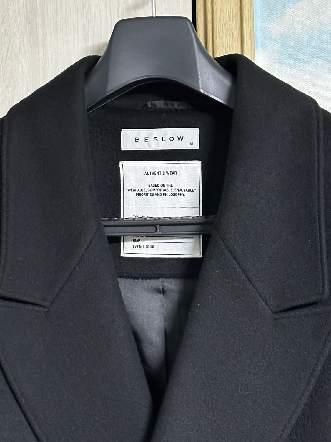 (M) 비슬로우 오버사이즈 캐시미어 더블코트 블랙 상품이미지3