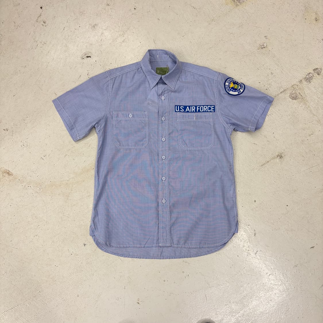 US Air Force OG 미공군 빈티지 샴브레이 반팔셔츠 S 상품이미지1
