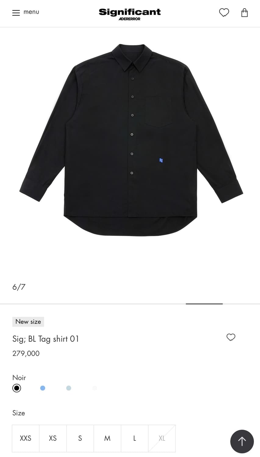 아더에러 셔츠 블랙 XL 상품이미지1