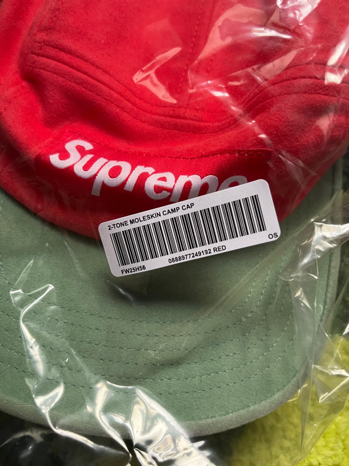 25FW 슈프림 캠프캡 몰스킨 레드 그린 상품이미지4