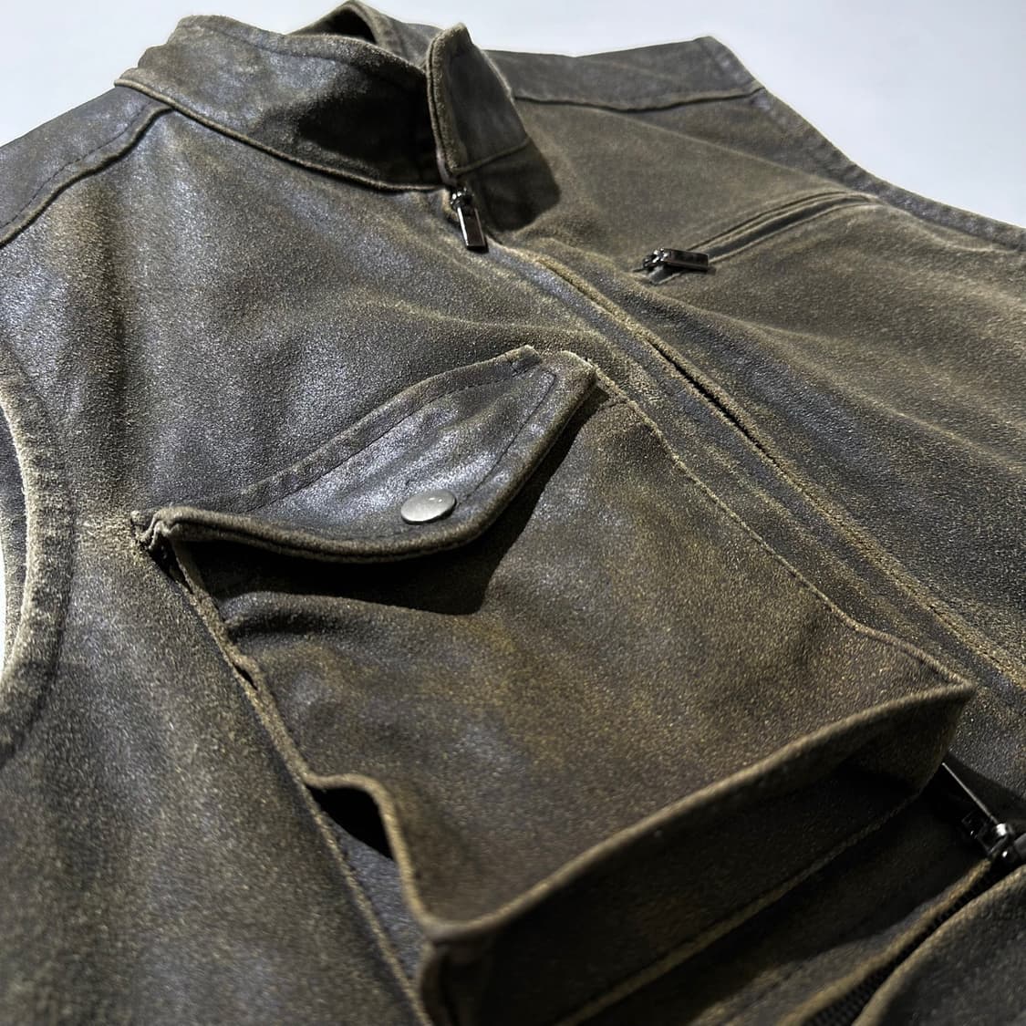 Bobaere 램 스웨이드 유틸리티 레더 베스트 자켓 상품이미지6