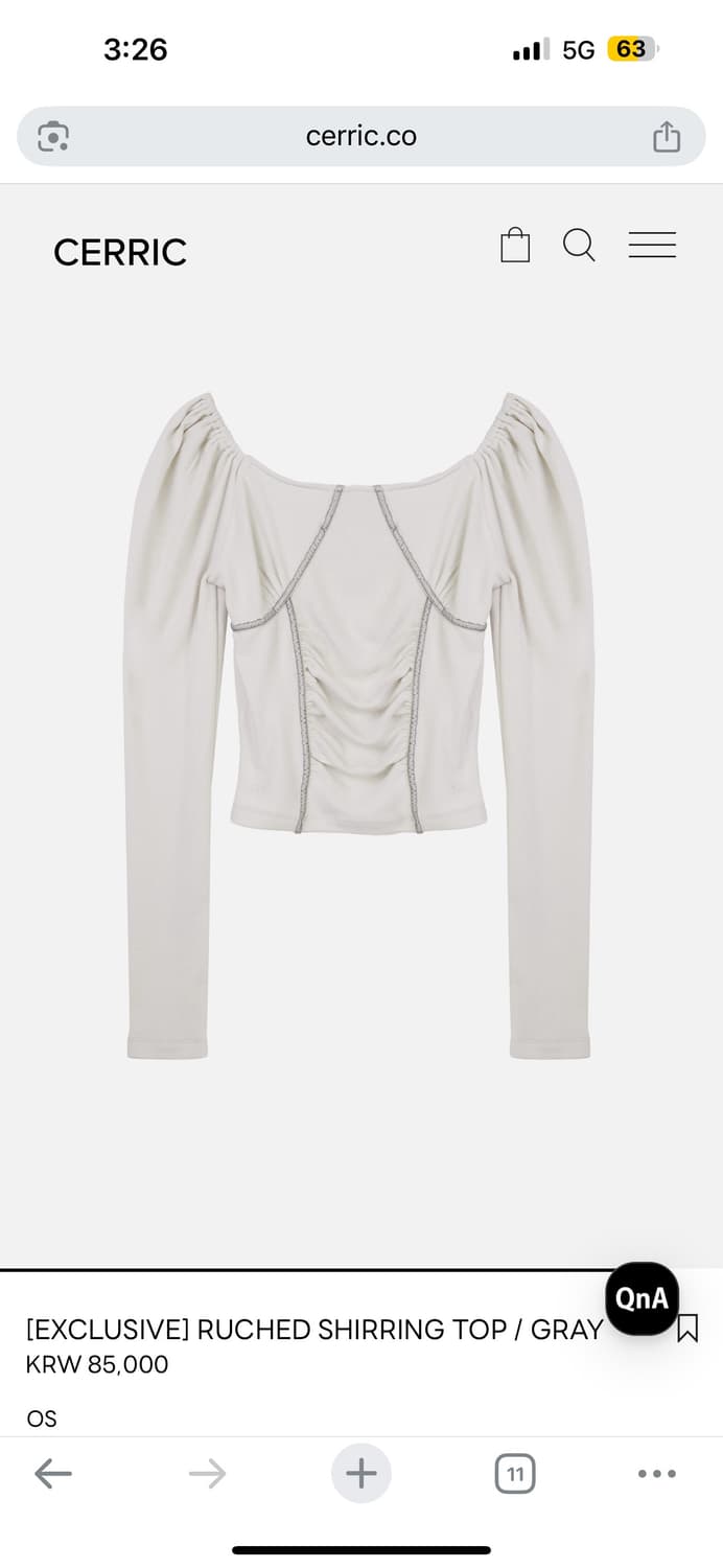 세릭 [EXCLUSIVE] CHED SHIRRING TOP / GRAY  상품이미지5