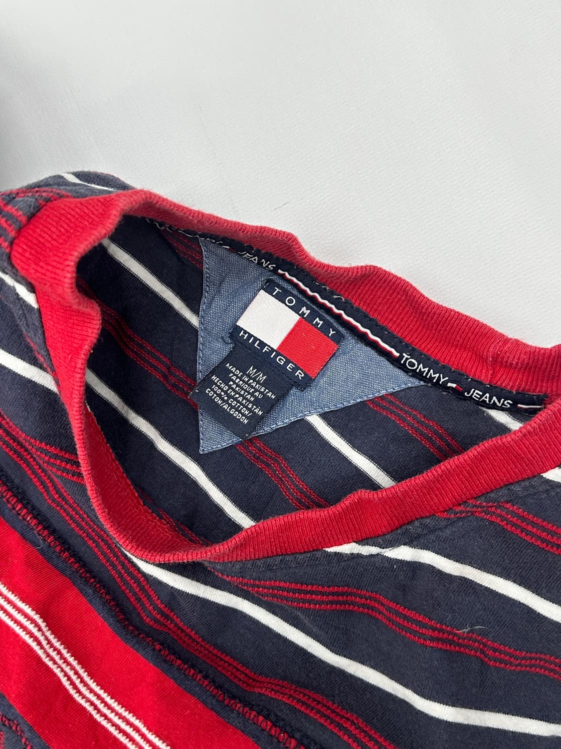 재팬 타미힐피거 단가라 반팔티셔츠  핀터깔 베이직 상품이미지5