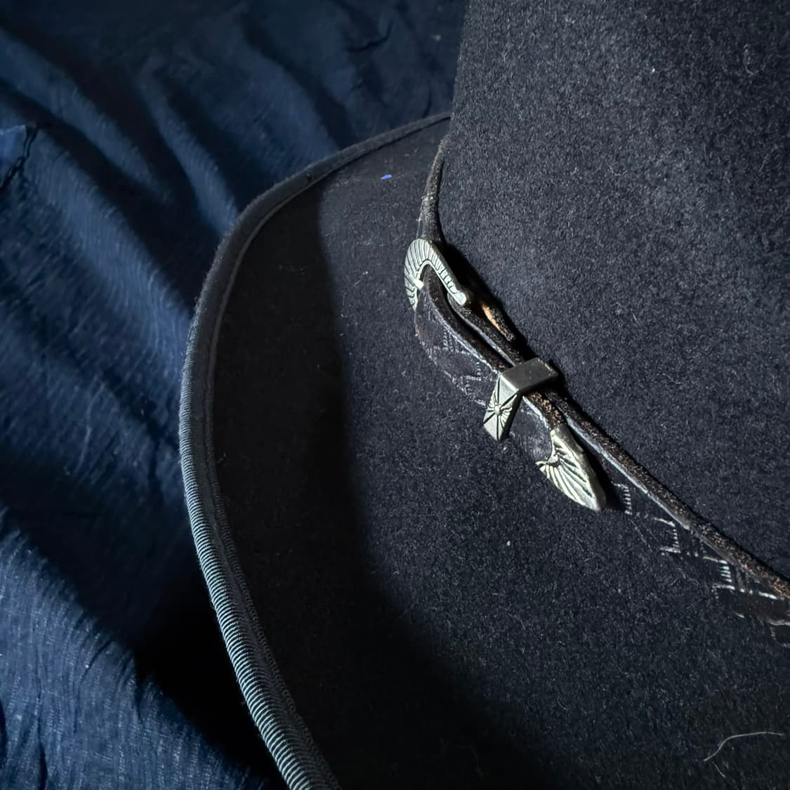 메이드인 USA 레더 터키석 스트랩 울 페도라 XL 상품이미지2