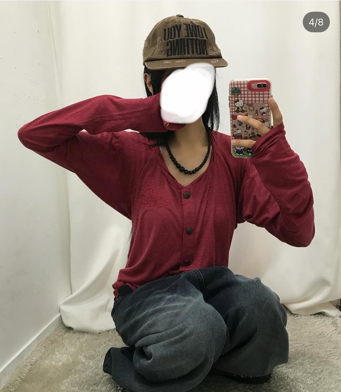 비비안웨스트우드 레드라벨 오알비 스트라이프 가디건 레드 버건디 상품이미지4