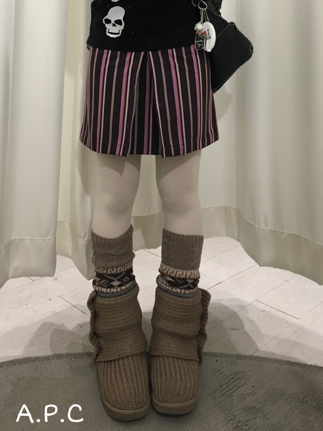 아페쎄 스트라이프 미니 스커트 상품이미지1