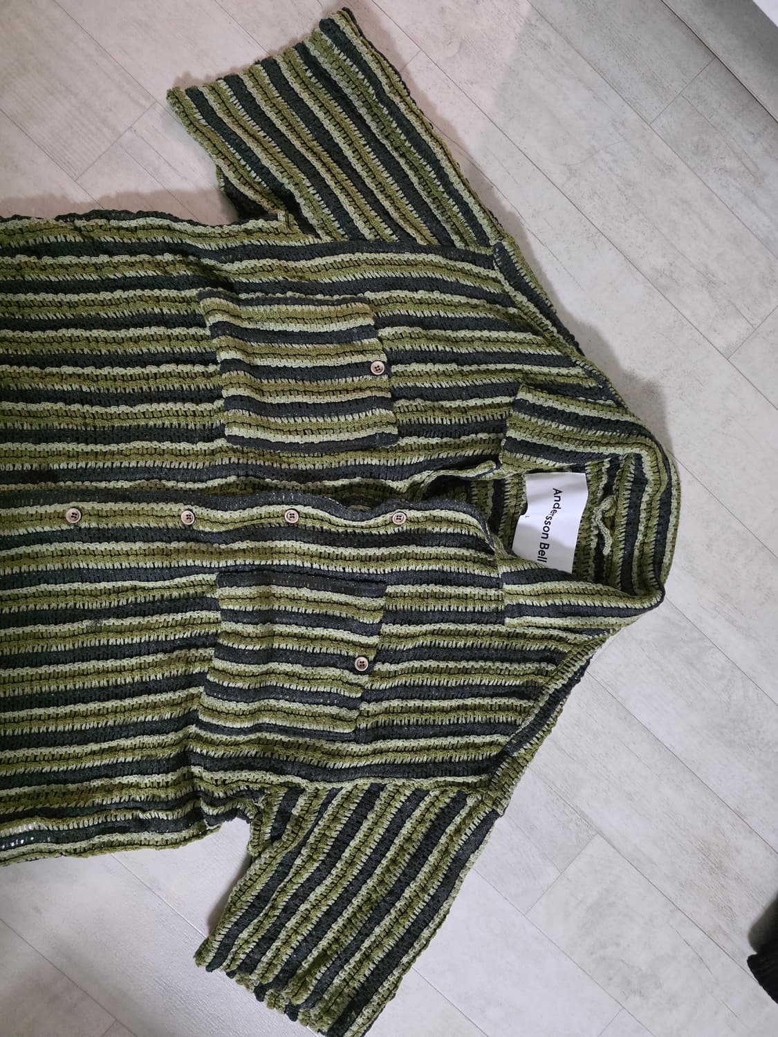 앤더슨벨 쉬어 니트 오픈카라 셔츠 L 상품이미지4