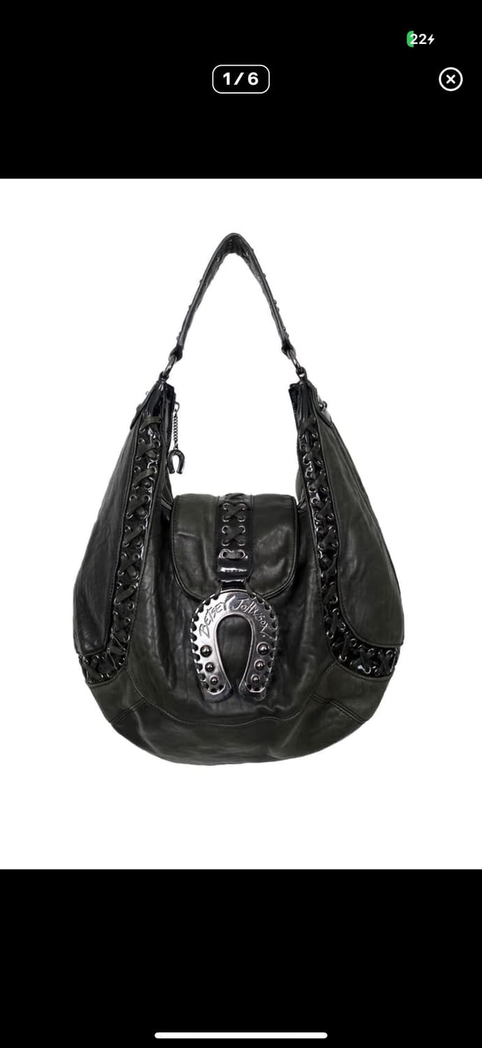 betsey johnson 블랙 레이스업 가죽 백 상품이미지1