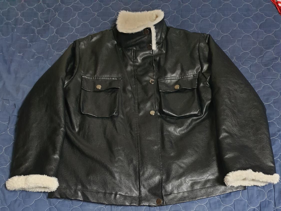 무스탕 가죽자켓 블랙 (L) 상품이미지2