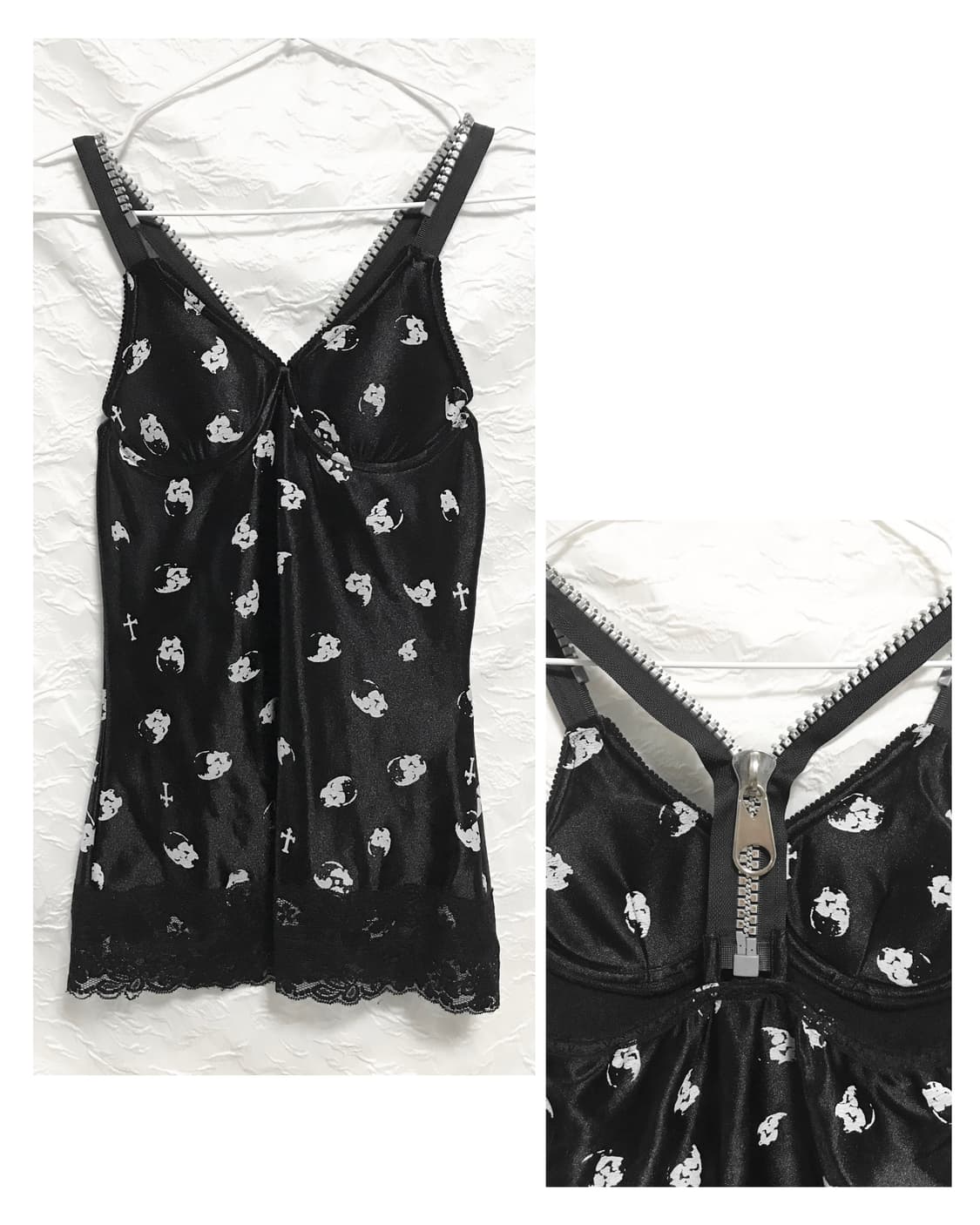 빈티지 tutuha 튜튜하 펑크 고딕 지퍼 디테일 해골 슬리브리스 탑 상품이미지1