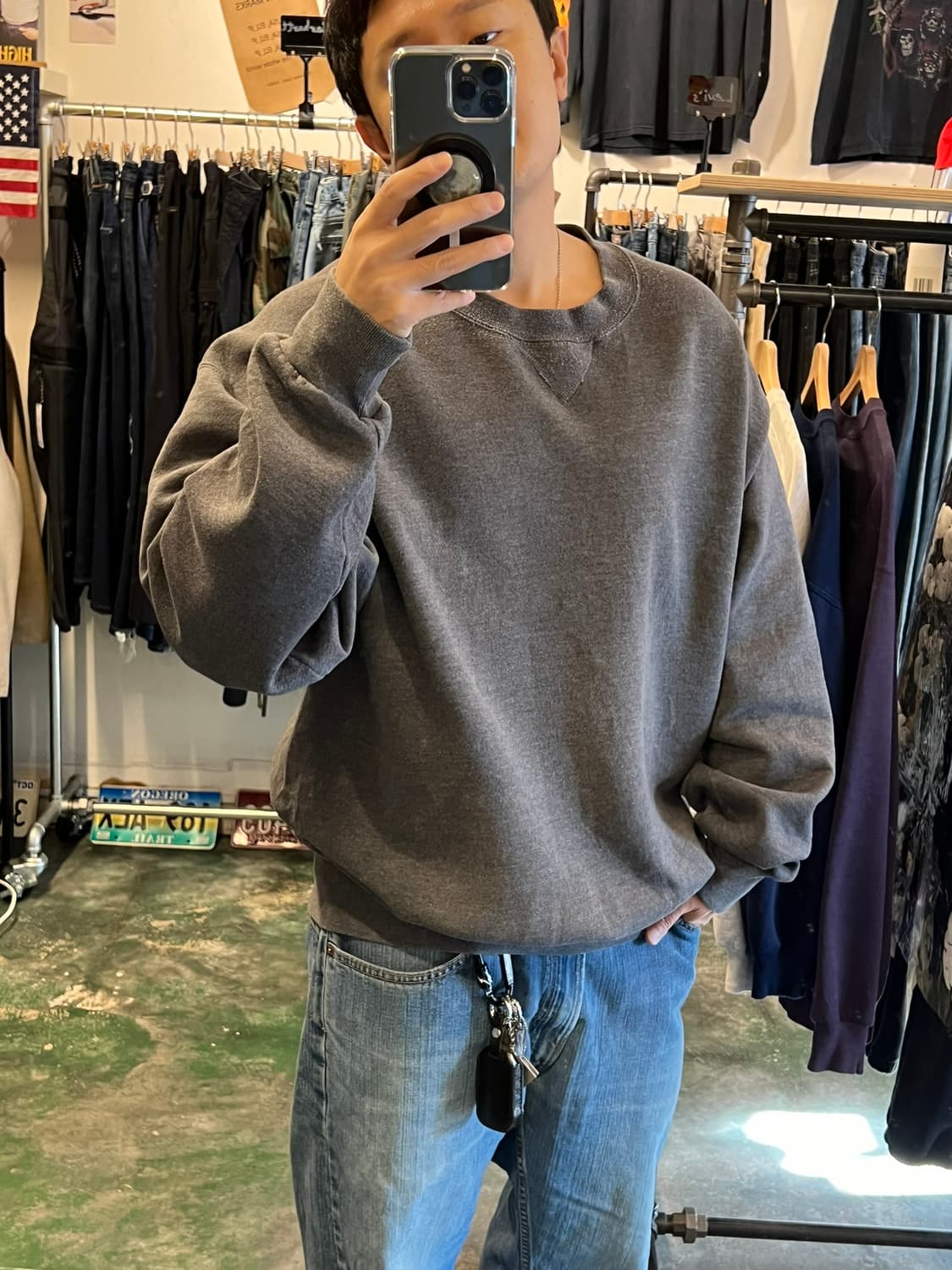 90's [XL] 러셀 애슬레틱 베이직 그레이 맨투맨 기모 스웨트셔츠 상품이미지2