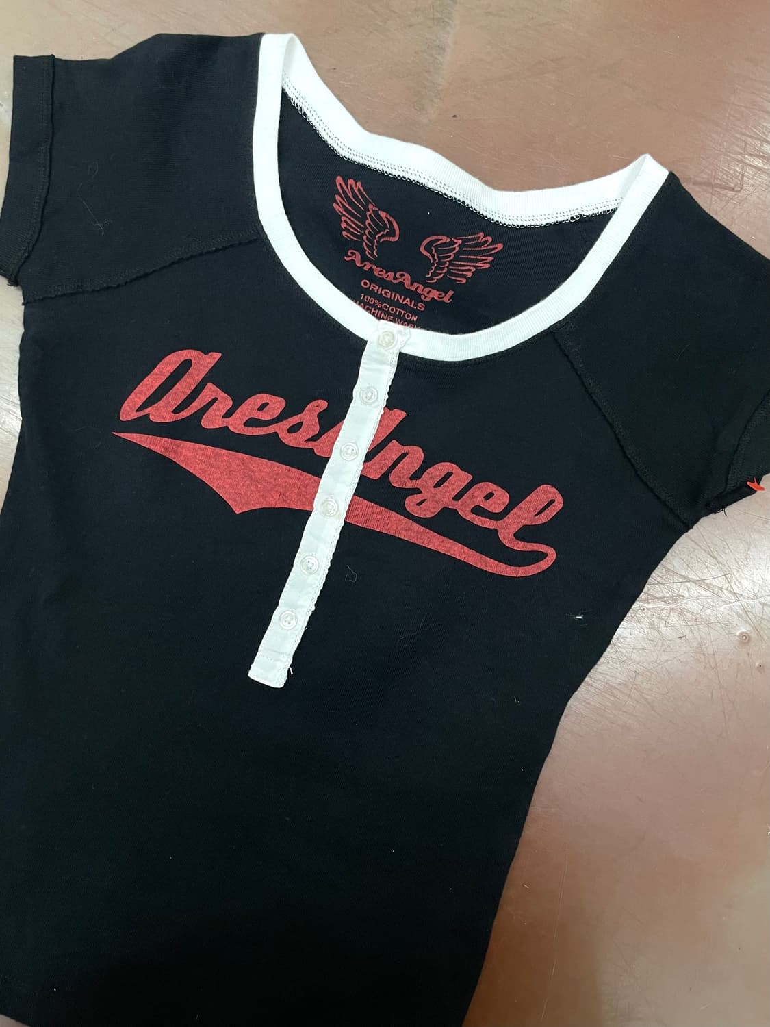  Y2K Button red lettering T-shirt 상품이미지4