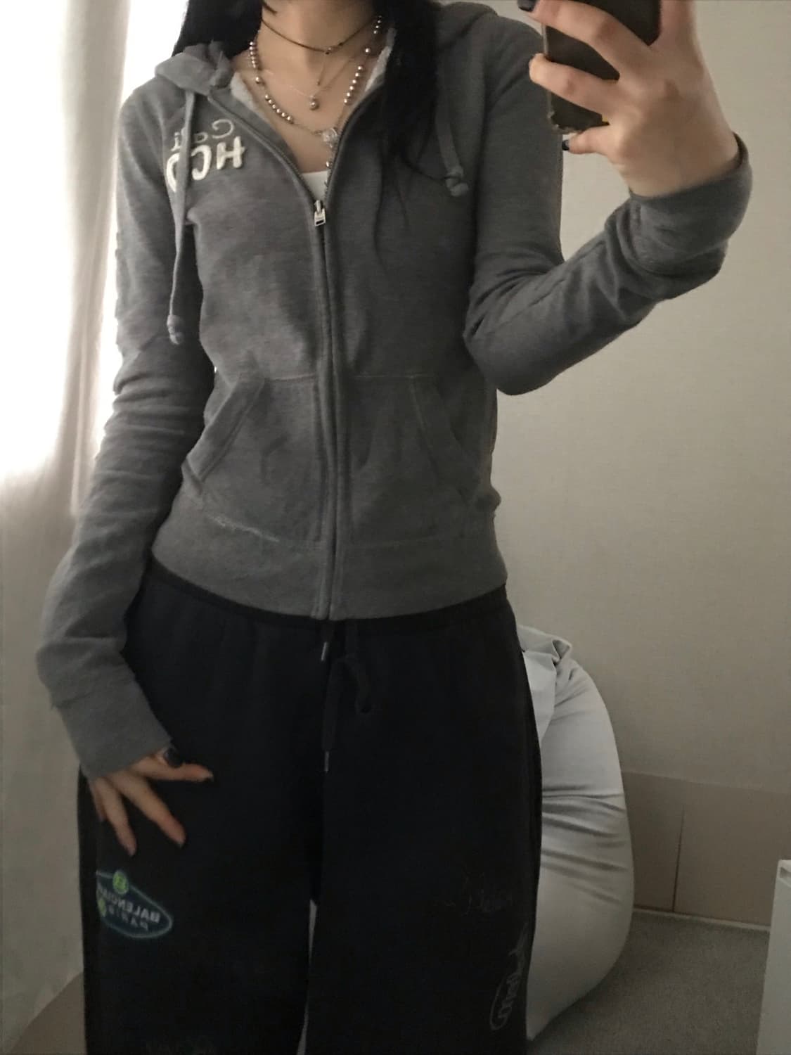 홀리스터 그레이 딱붙핏 후드집업 상품이미지5