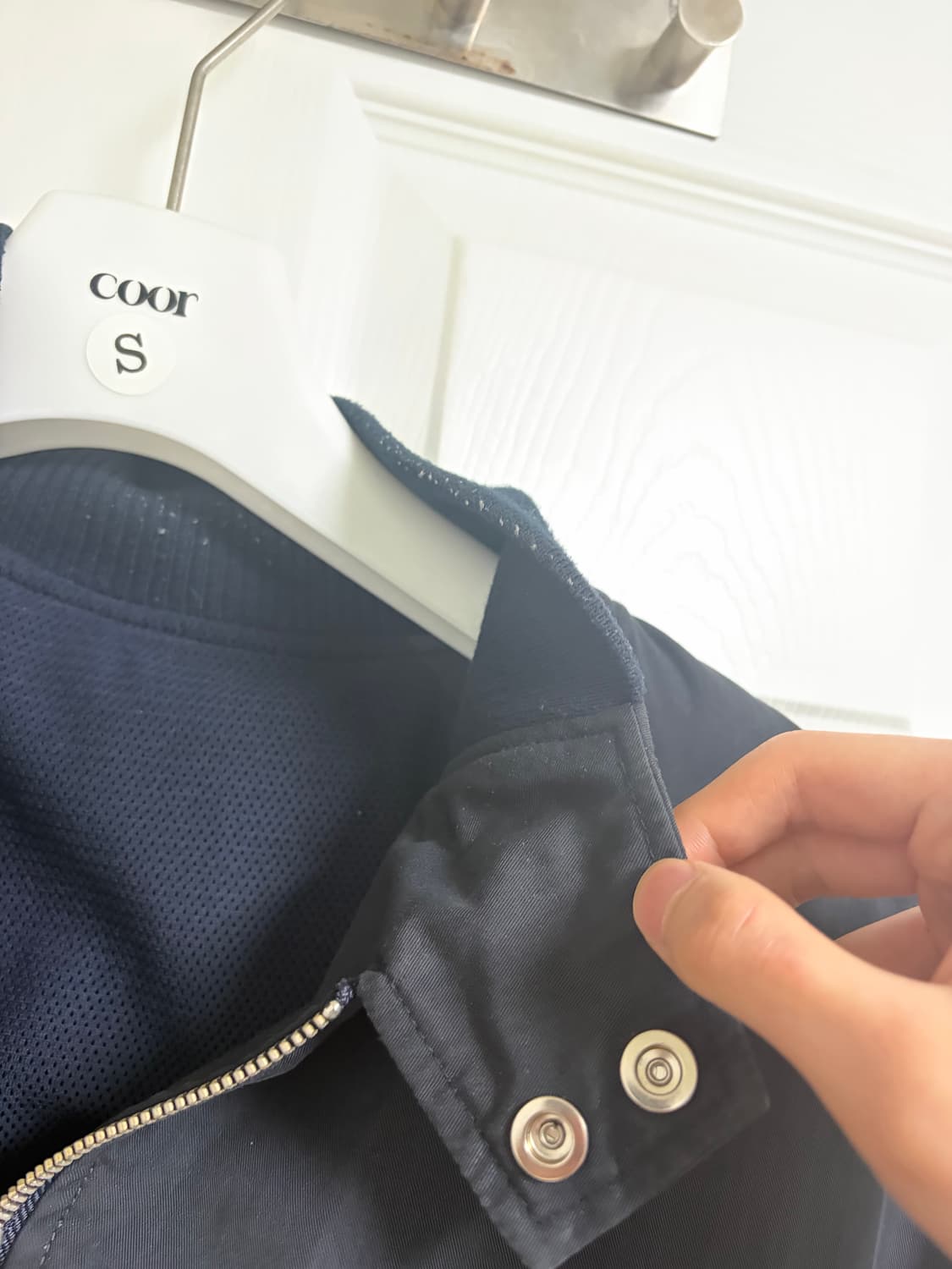 쿠어 립 하이넥 해링턴 자켓 다크네이비 S 상품이미지4