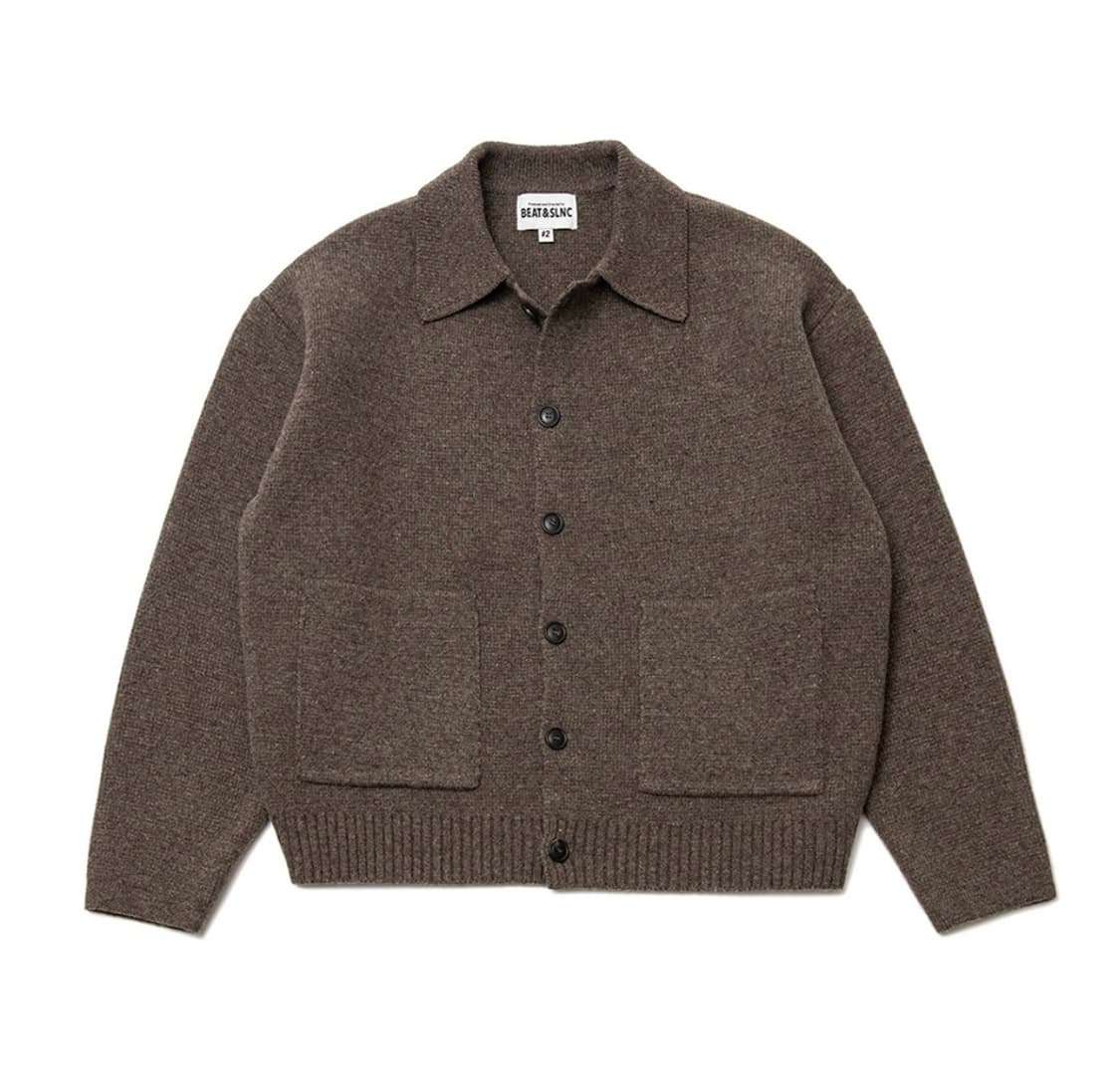 BEAT&SLNC 비트앤사일런스 헤비웨이트 칼라 울 카디건 모카 상품이미지1