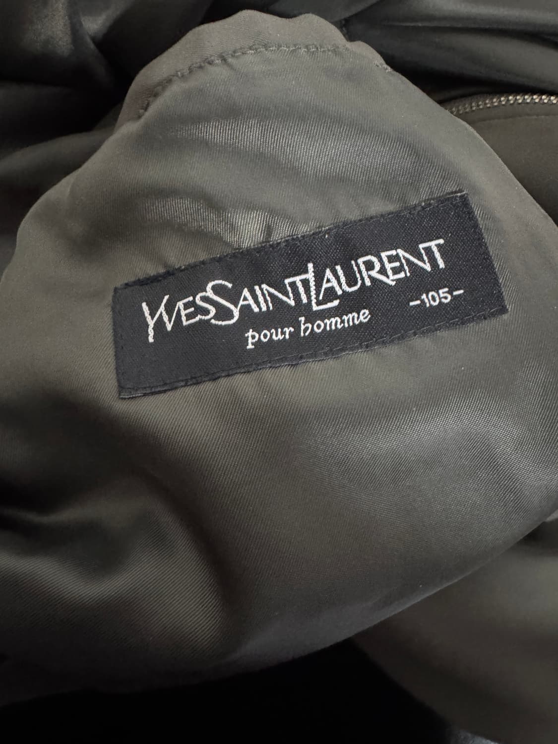 정품 입생로랑 YSL 뿌르 옴므 폴리쉘 사파리 자켓 XL 카키 상품이미지5