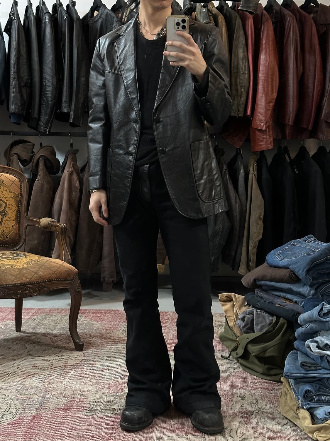 80's 빈티지 시어스 레더 블레이저 빈티지 레더 자켓 상품이미지10