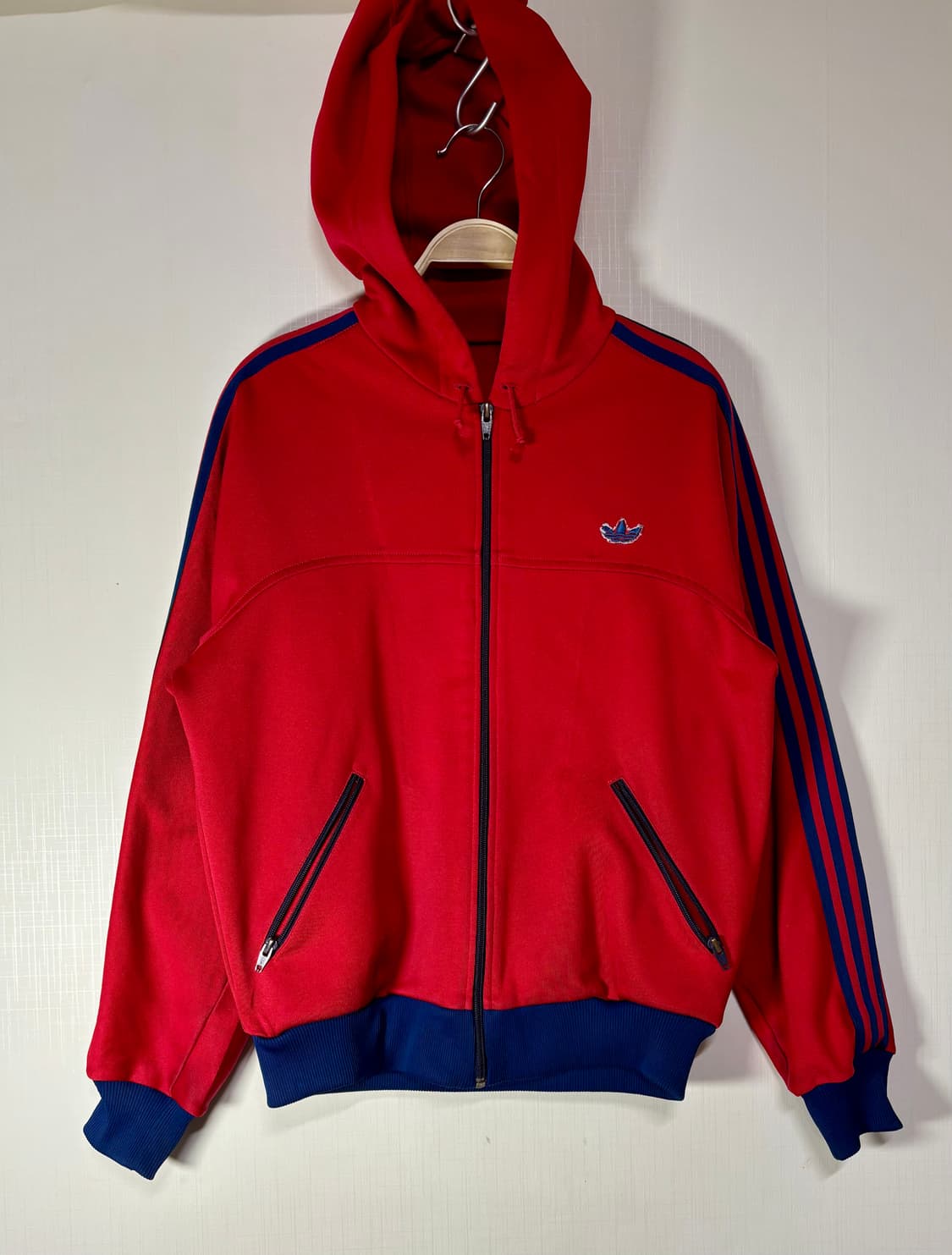 80s 빈티지 아디다스 데상트 후드 트랙탑 자켓 레드 상품이미지2