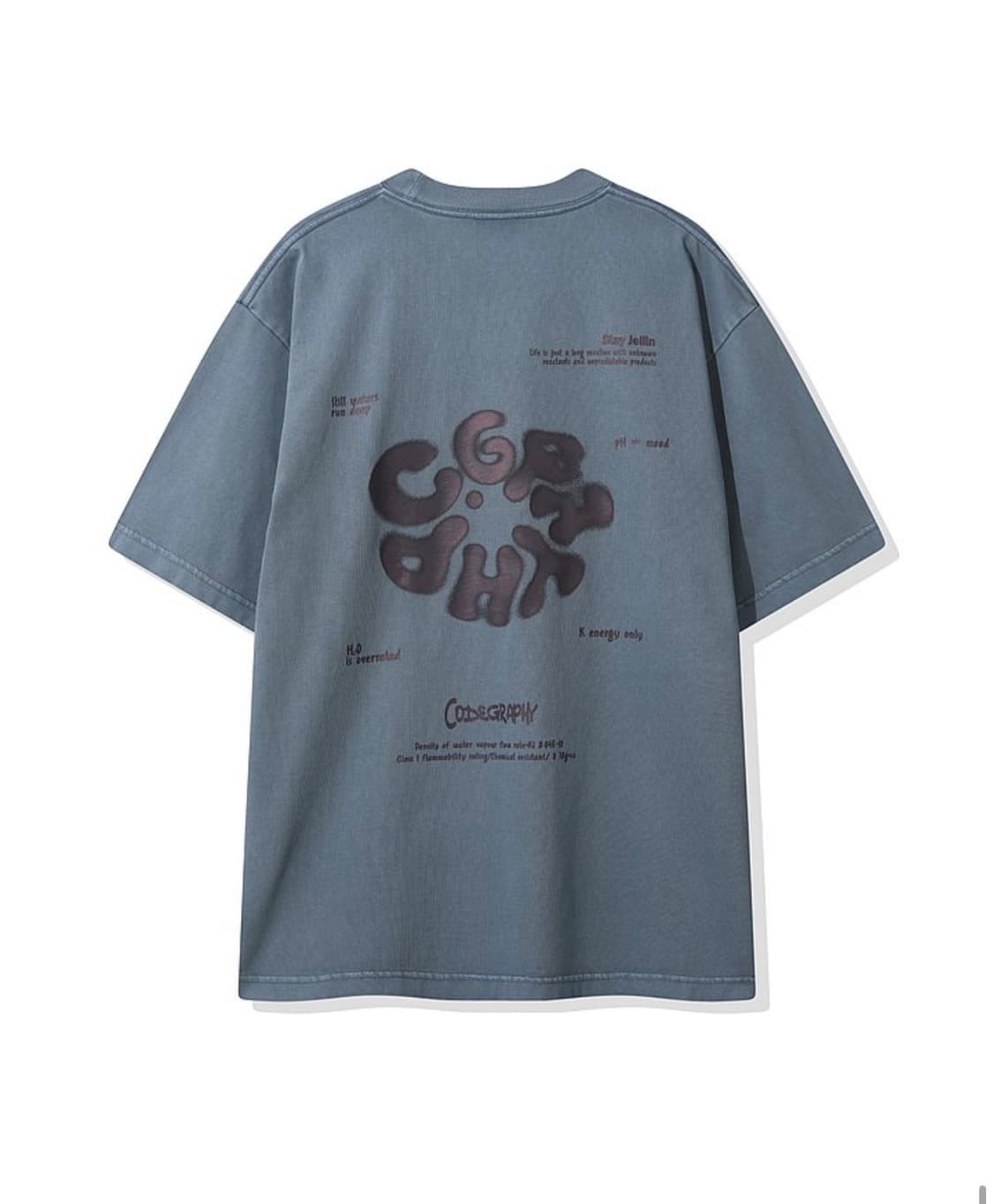 코드그라피 라운드 피그먼트 반팔 블루 xl 새상품 상품이미지3