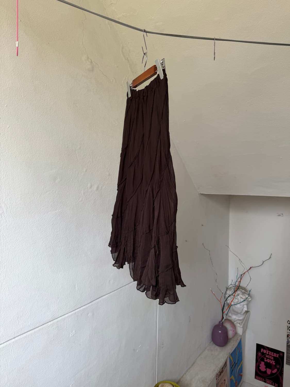 언발란스 쉬폰 플리츠 미디 스커트 상품이미지4