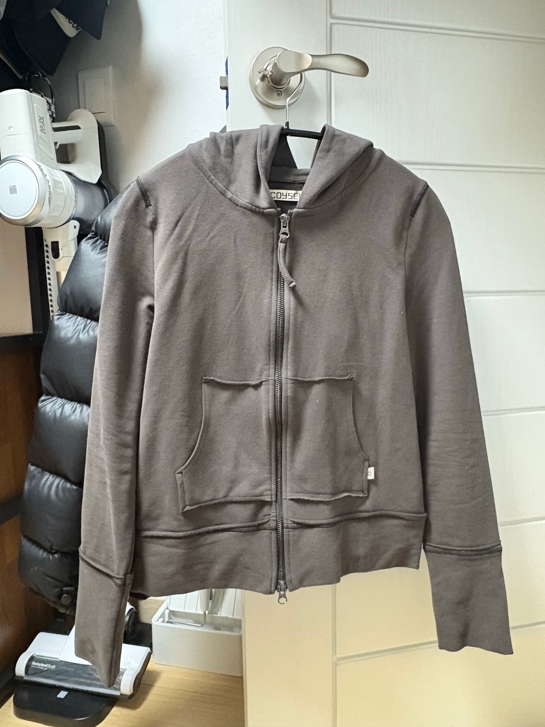 1회착용) 코이세이오 스티치 후드집업 다크 브라운 상품이미지2