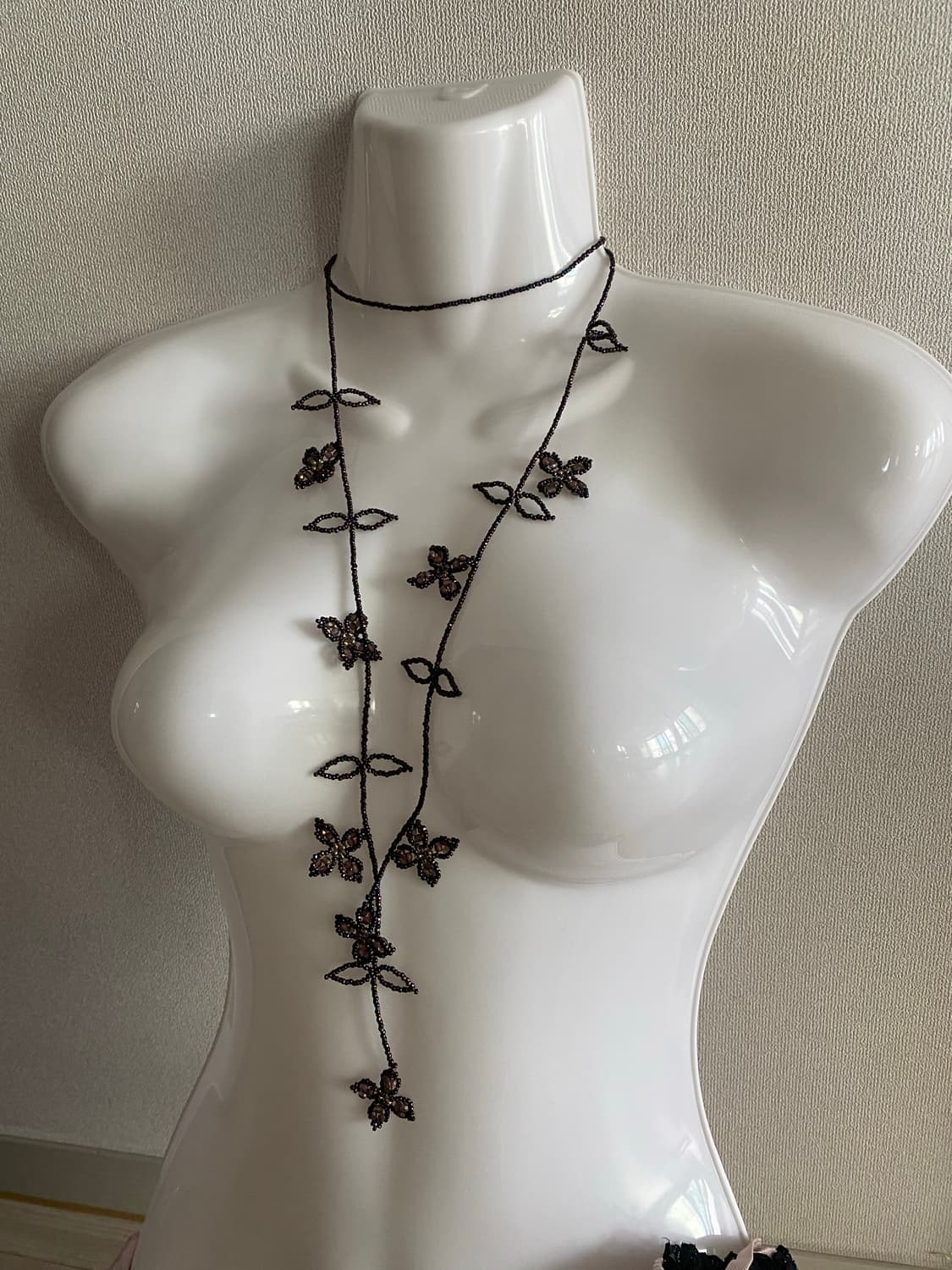 일본 수입 비즈 롱 목걸이 타이형 상품이미지2