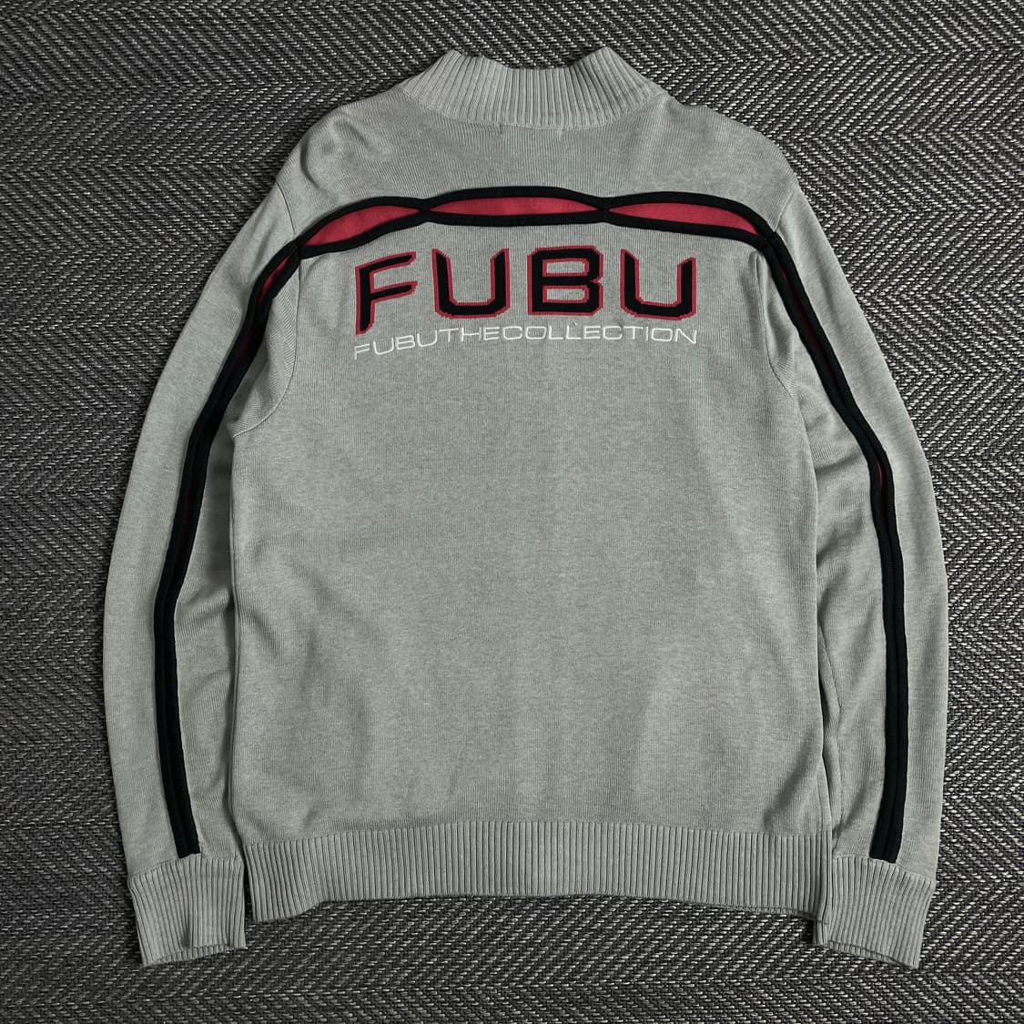 00s 후부 y2k 빅로고 올드스쿨 니트 집업o 2894 상품이미지1