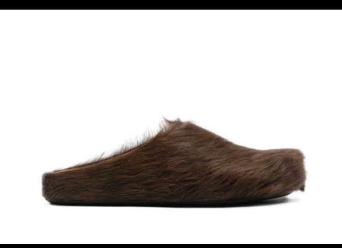 마르니 퍼스벳 브라운 롱 헤어 뮬 41사이즈 슬라이더 마르니블로퍼 상품이미지1