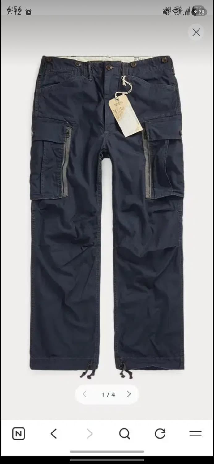 더블알엘 레인저 포플린 카고 팬츠 33x32 판매합니다 상품이미지1