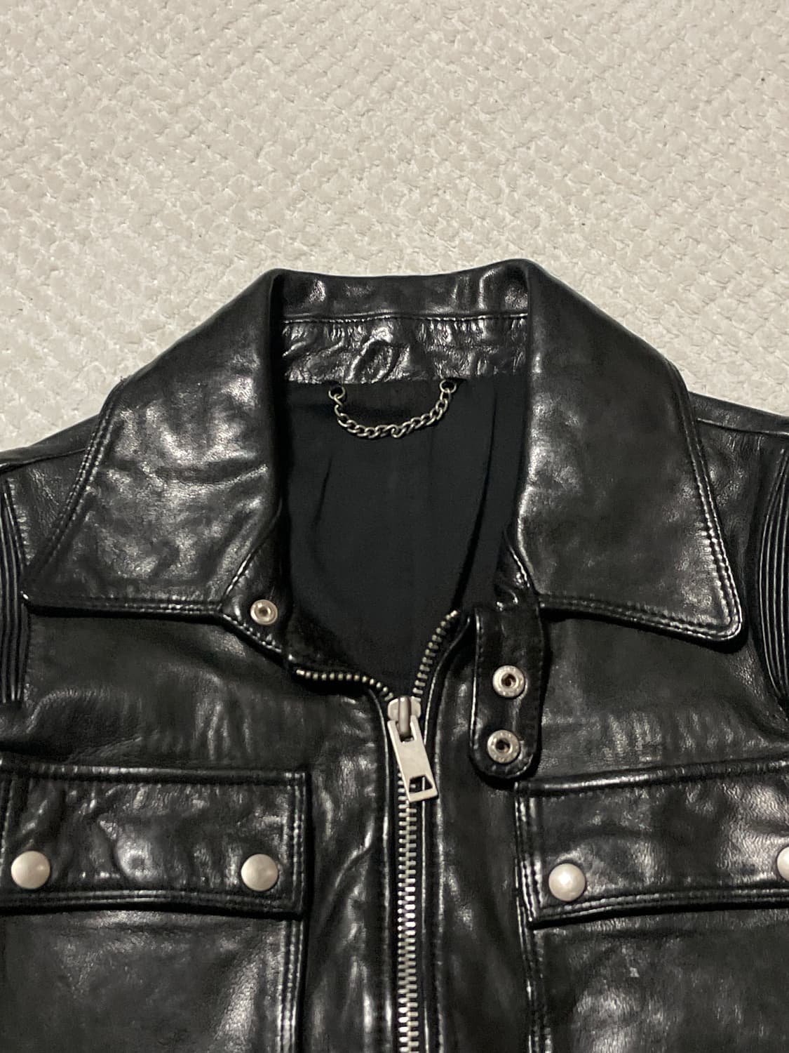 광희시장 웨스턴 무드 램스킨 양가죽 2WAY 바이커 포켓 레더 자켓 상품이미지4