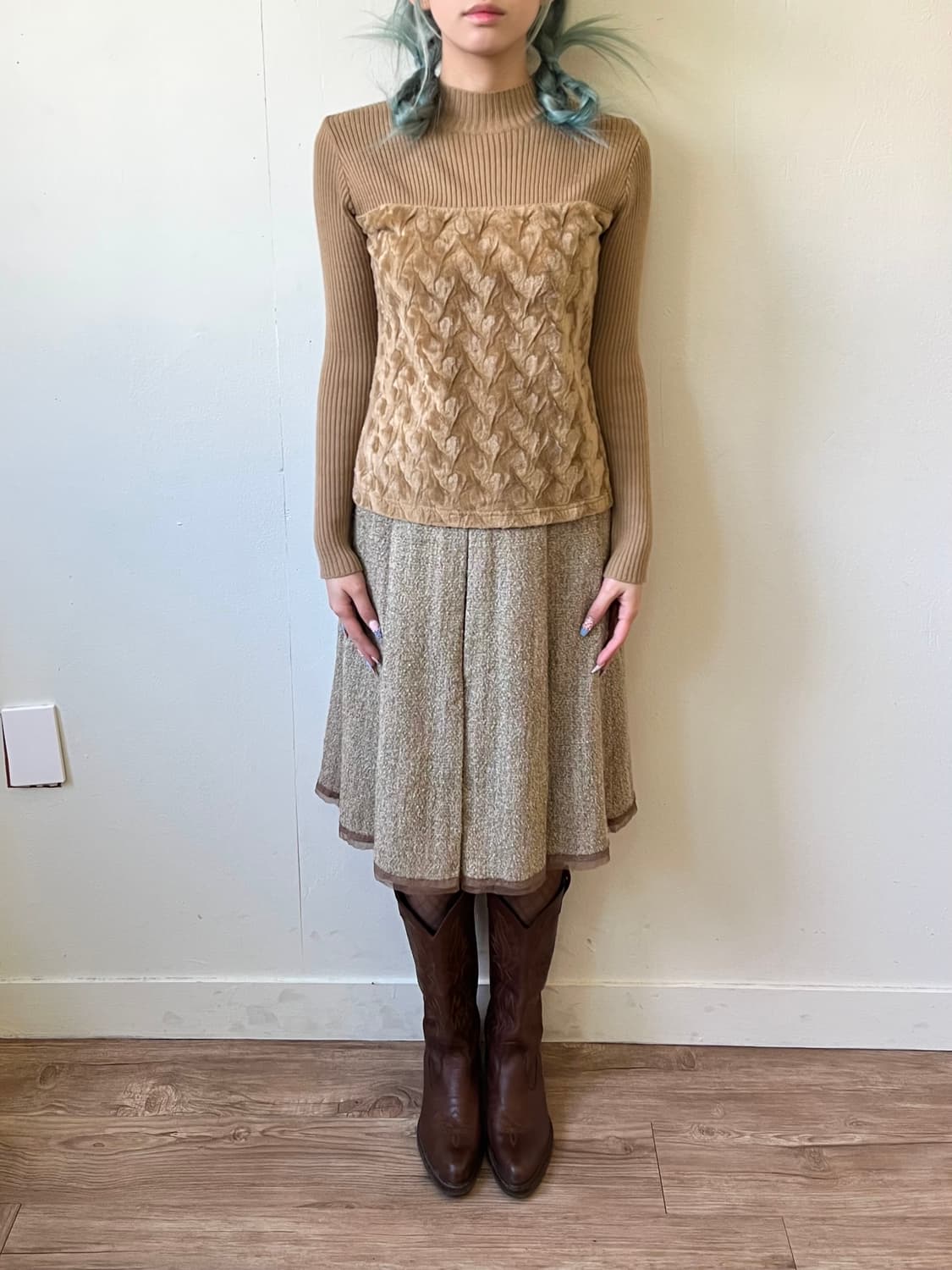 IDEE et IDEAL 브라운 퍼 터틀넥 상품이미지7