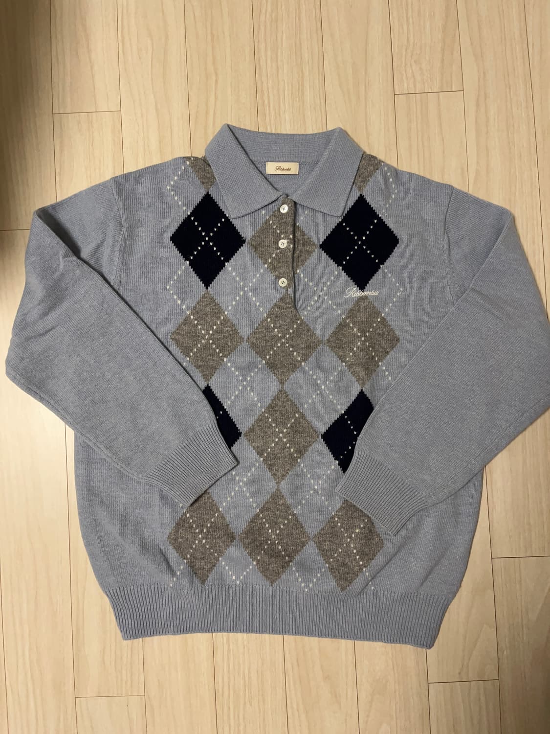 리본빛 아가일 니트 상품이미지2