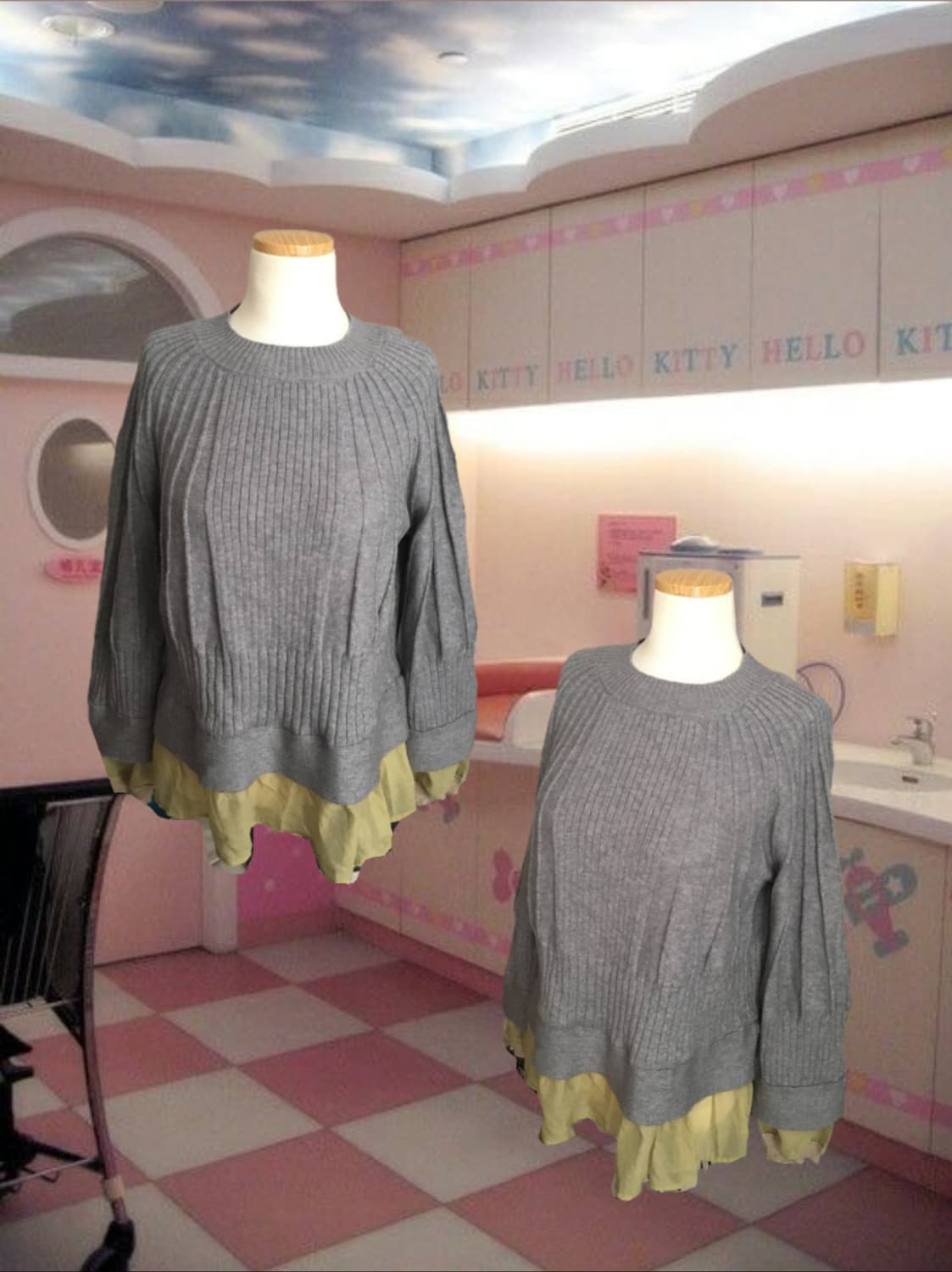 일본빈티지 모리걸 하구미 레이어드 프릴 그레이 니트 상품이미지1