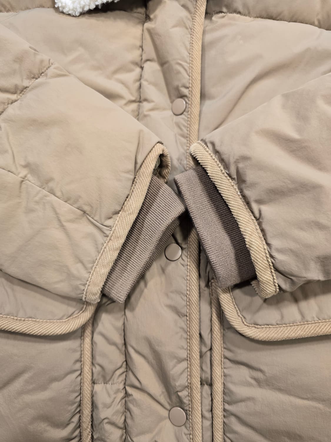 스파오 브라운 양털 카라 패딩 L(100) 상품이미지6