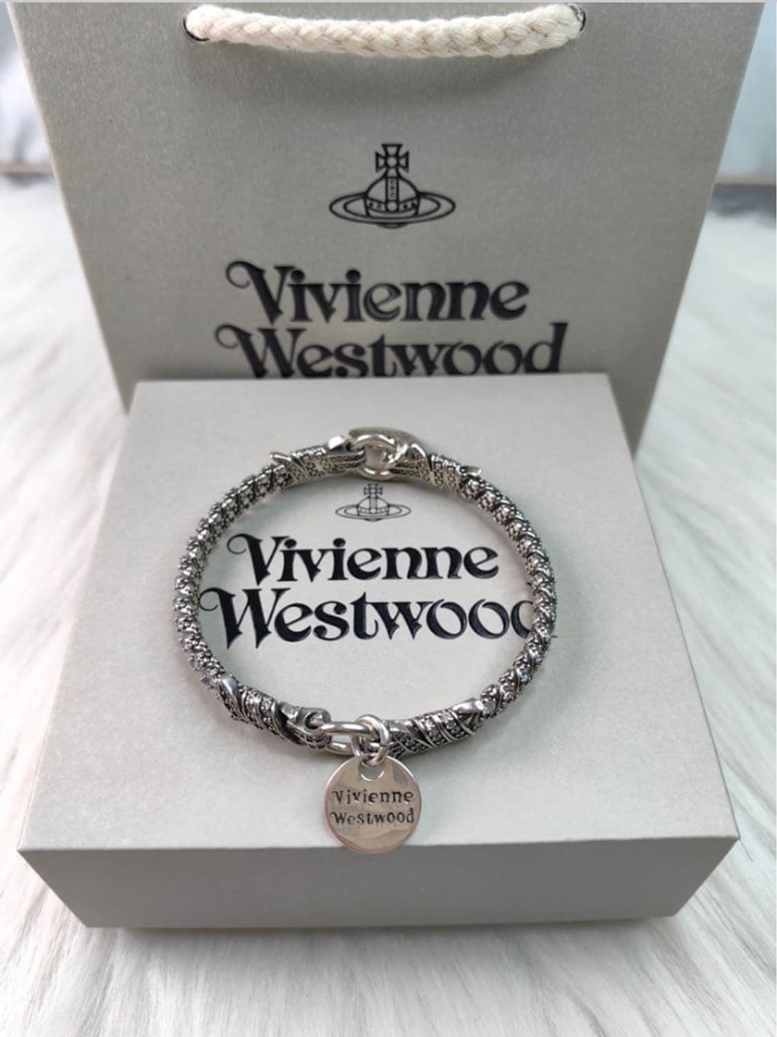 비비안웨스트우드 아카이브 크리스탈 체인 orb 각인 브레이슬릿 팔찌 상품이미지2