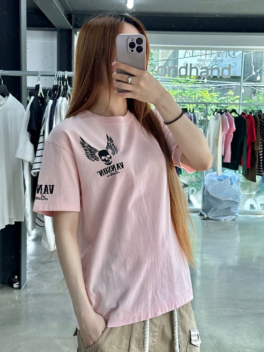 벤슨 베이비핑크 스컬 윙 반팔티 상품이미지3