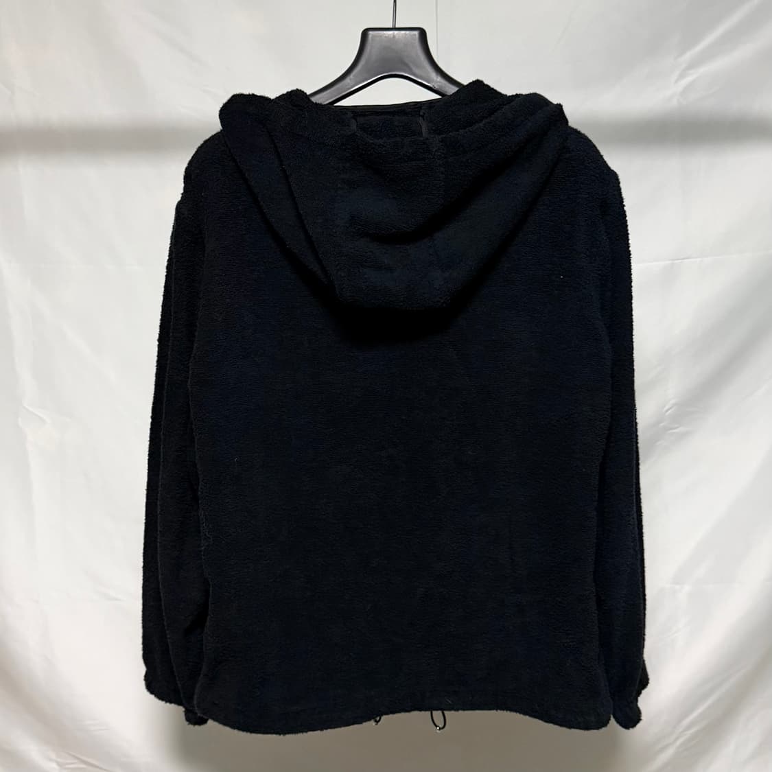 [S+급/50] 프라다 테리 클로스 후드집업 자켓 블랙 상품이미지5