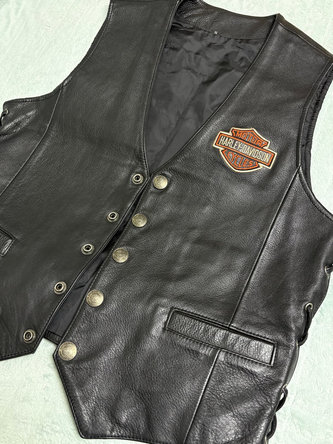 할리데이비슨 가죽 레더 조끼 S 상품이미지3
