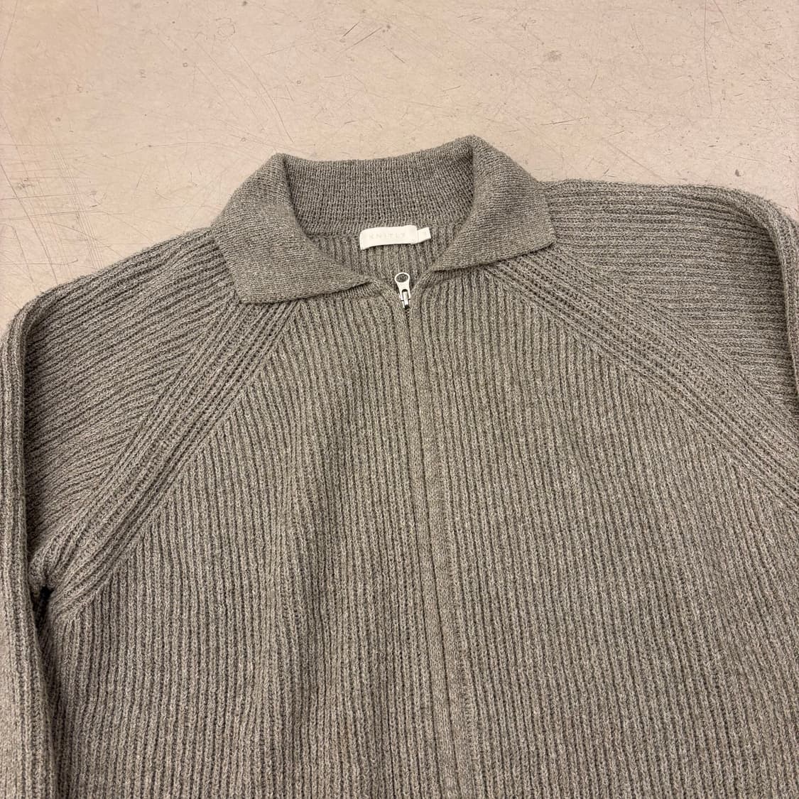 니틀리 그레이 골지 니트집업 상품이미지2