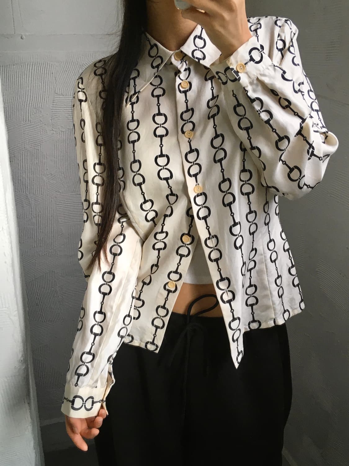 Celine 올드 셀린느 체인 패턴 블라우스 상품이미지1